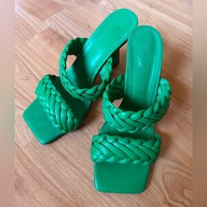 Women's Green Braided Heels
